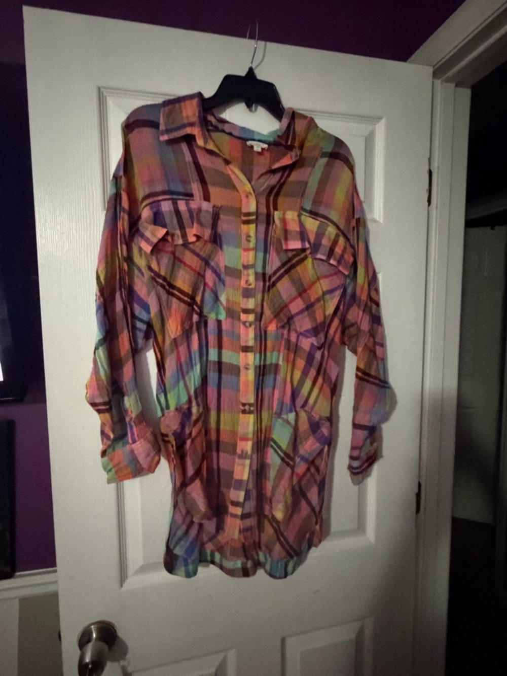 Pilcro from Anthropologie Multicolor Plaid Button-Up Tunic